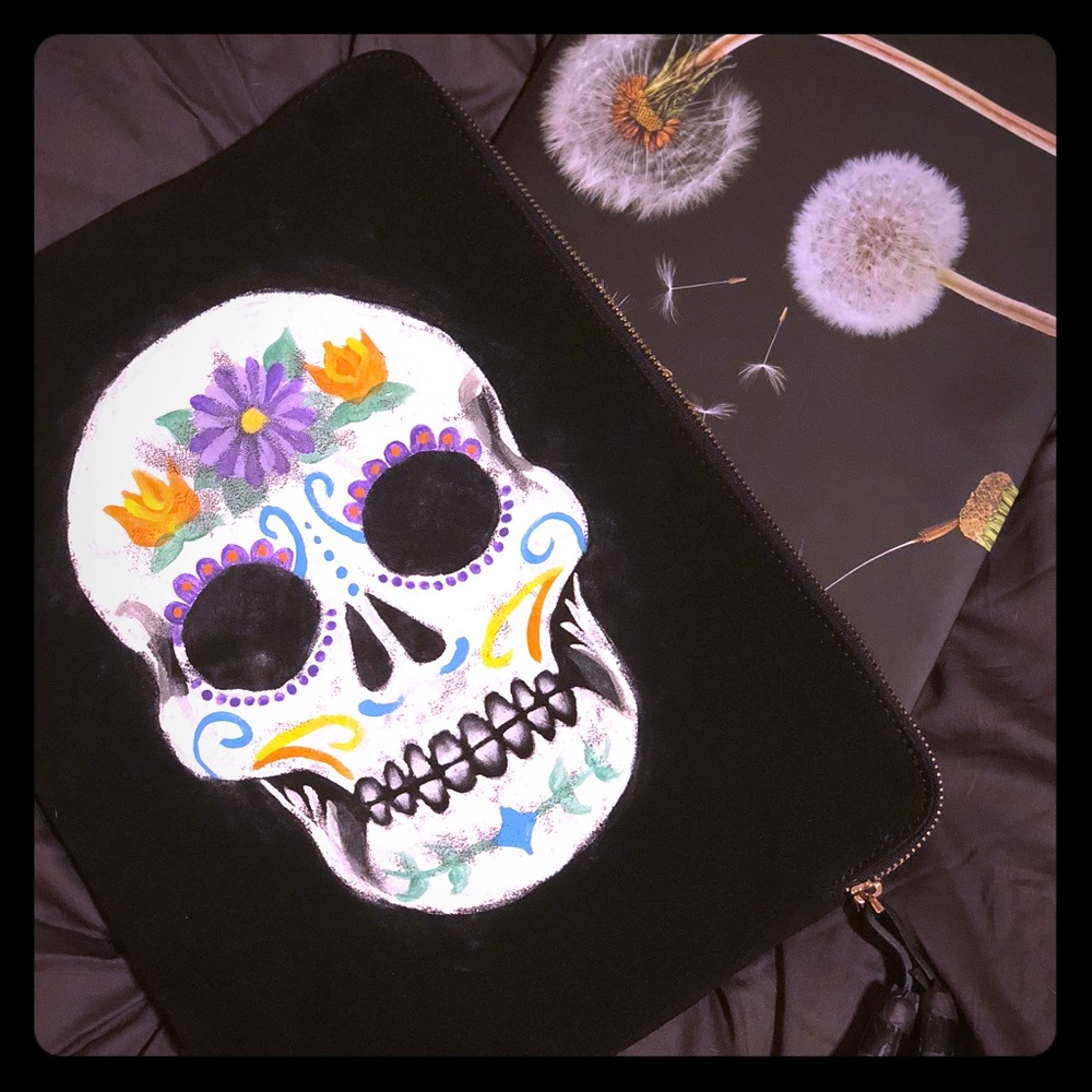 Hand painted suede laptop sleeve